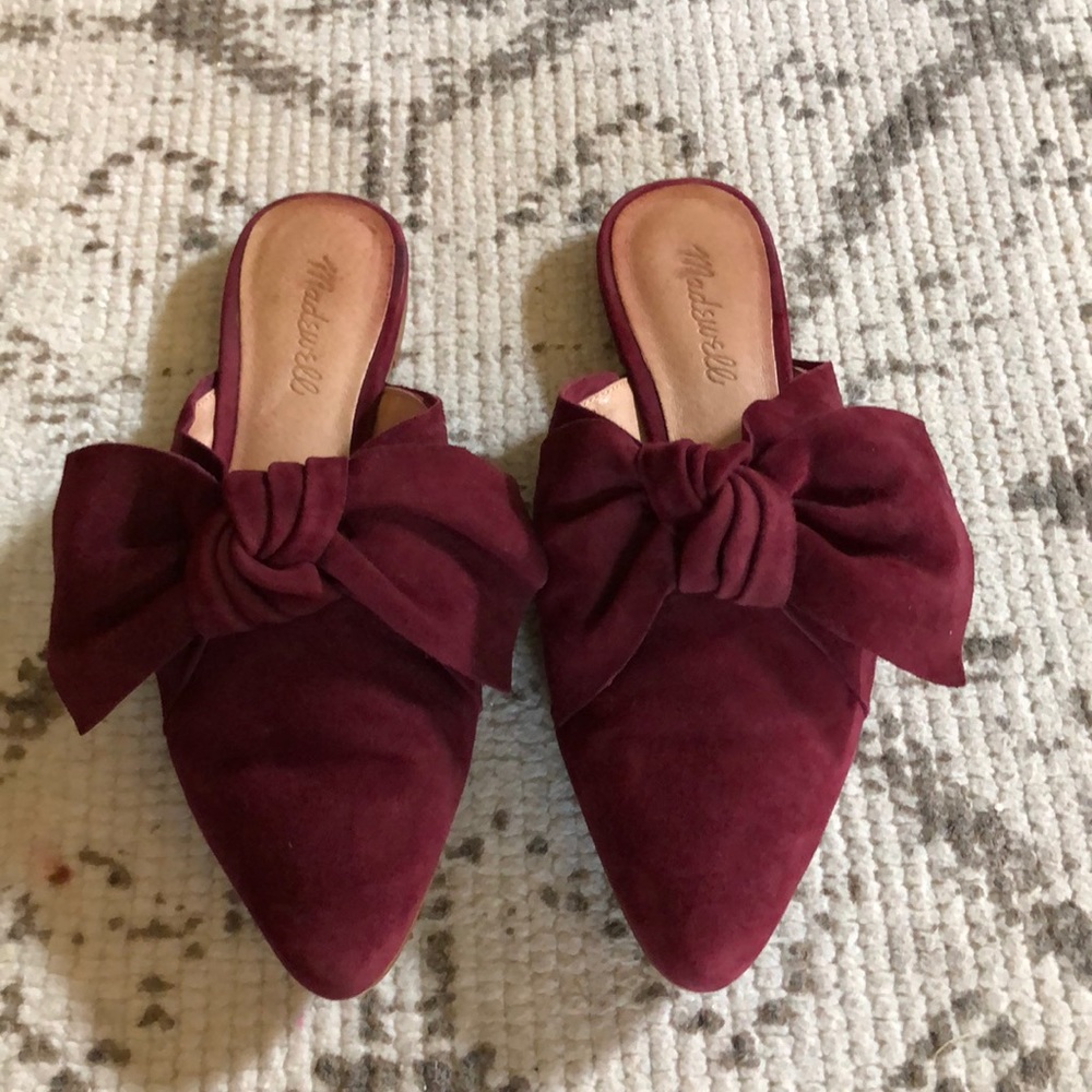 Madewell red velvet bow flats ❤️